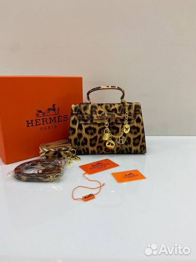Сумка женская леопардовая hermes kelly маленькая