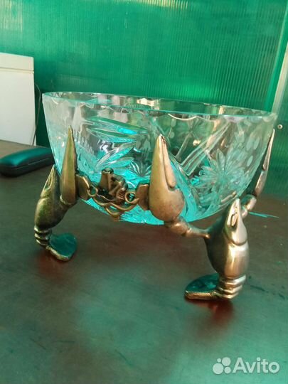 Набор хрустальных пивных кружек с раками.ссср