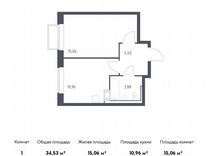 1-к. квартира, 34,5 м², 14/17 эт.