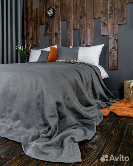 Покрывало орфей тёмно-серый новое плед