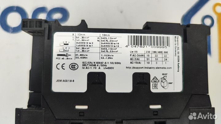 Siemens 3RT2036-1KB44 вместе с 3RH2911-1HA11