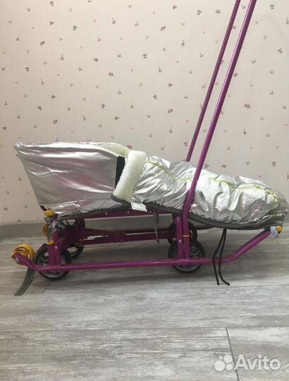 Детские санки коляска с колесами