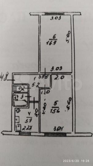 2-к. квартира, 46,8 м², 1/5 эт.