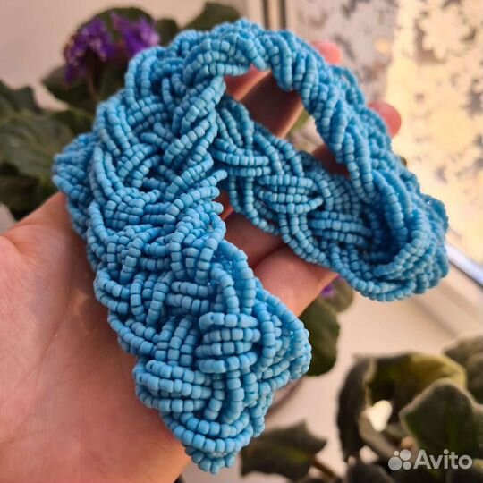 Колье-косичка из бисера ручная работа