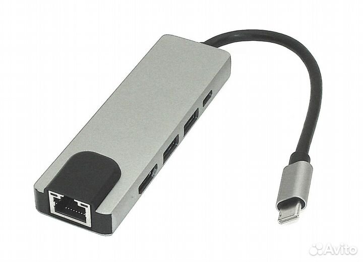 Адаптер Type C на hdmi, USB 3.0*2 + RJ45+ Type C