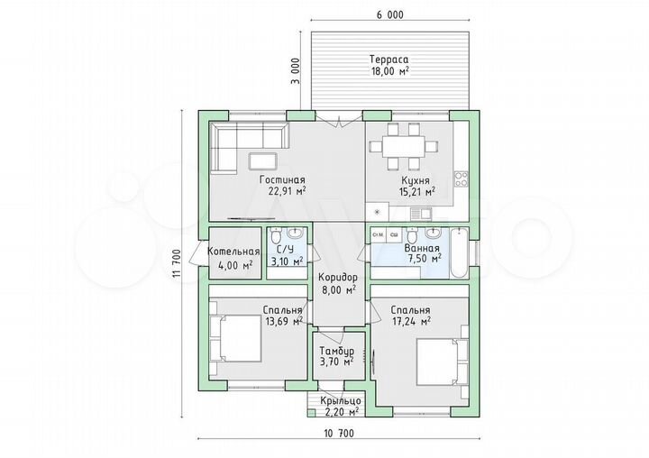 Дом 115 м² на участке 6 сот.