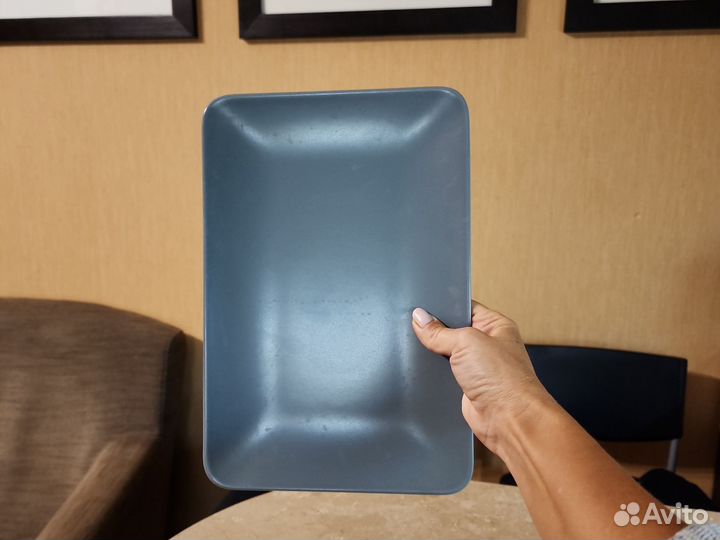 Тарелка Икея прямоугольник серая