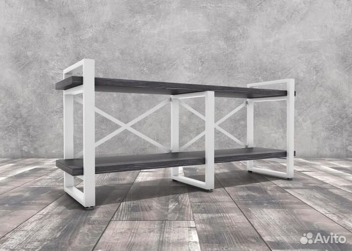 Тумба под тв Айсберг Лофт 120 белый/северное дерев