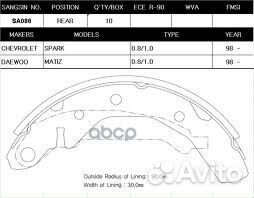 Колодки тормозные барабанные - комплект 4шт (це