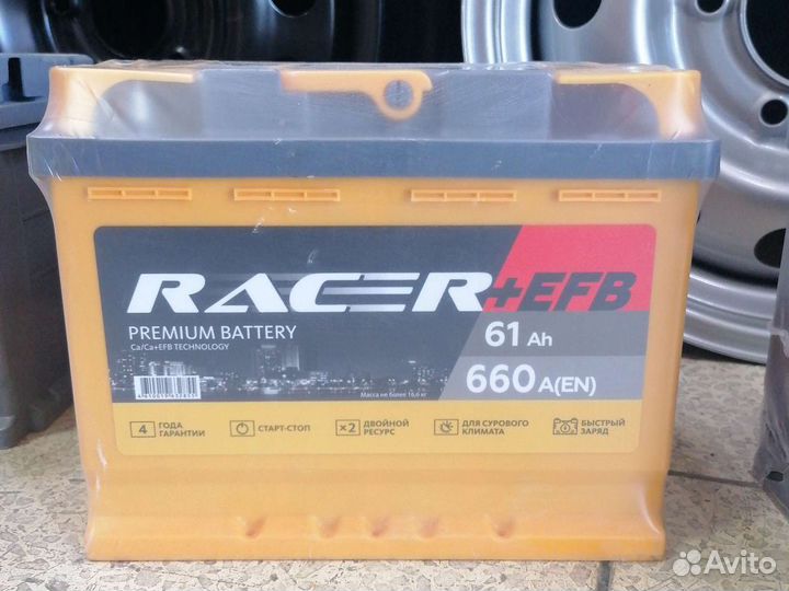 Аккумулятор 6ст-61.1 прям racer + EFB