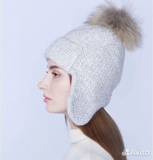 Шапка ушанка с нат пушком