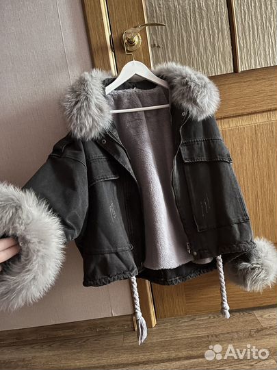 Джинсовая куртка с мехом