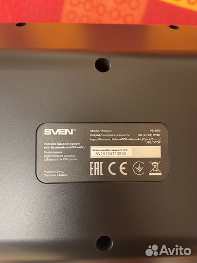 Портативная колонка sven ps600