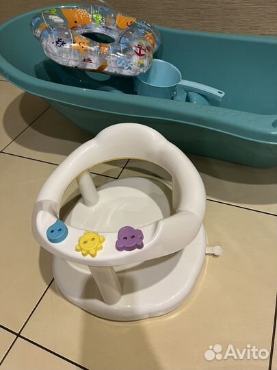 Ванночка для купания, горка, круг, стульчик, ковш