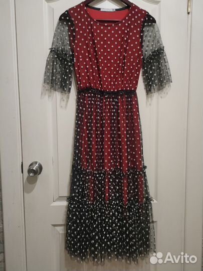 Платье в горошек 44 размер