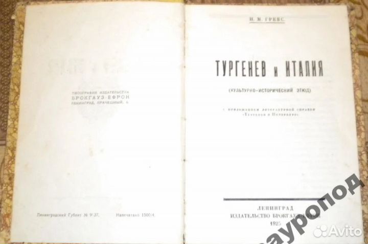 Тургенев и Италия И.М.Гревс 1925 год