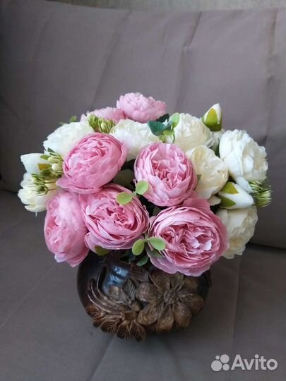 Искусственные пионы шелк и вазы