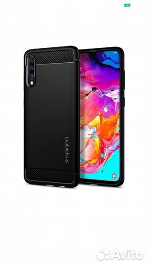 Карбоновый чехол spigen для Galaxy A70 - Черный