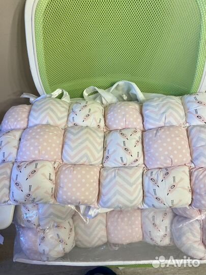 Бортики в кроватку, зефирные