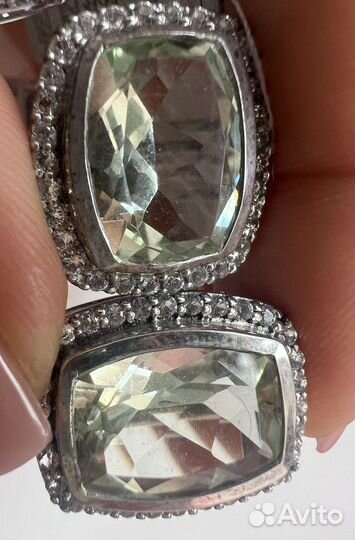 Шикарный серебряный комплект 925 празиолит