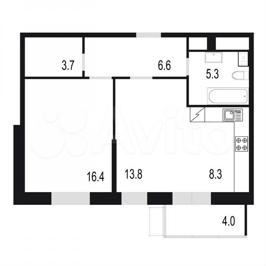 2-к. квартира, 58,1 м², 21/25 эт.