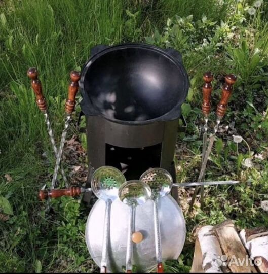 Казaн чугунный 22 литра c печкой
