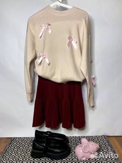 Свитер, юбка плиссе тёплая и красивая