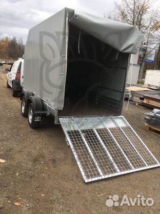 Прицеп 31.022 с трапом и евро тентом. Фаркопы