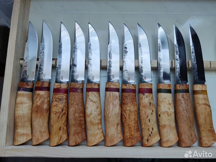 Нож из кованой стали х12мф, карельская берёза