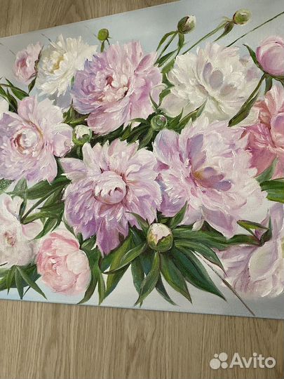 Картина маслом. Пионы