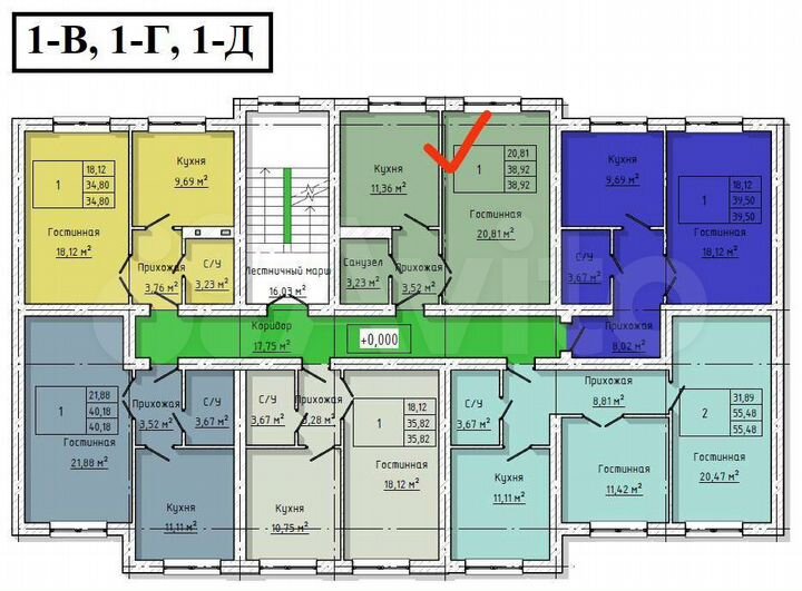 1-к. квартира, 39 м², 2/5 эт.