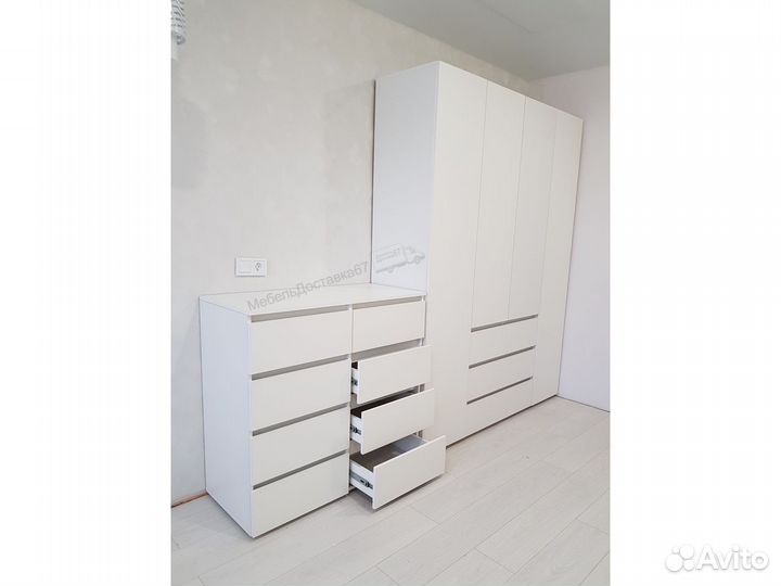 Комод (1м) Белый (Крафт Золотой) км 04