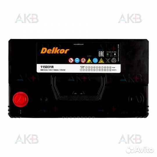 Аккумулятор автомобильный Delkor 115D31R (100L 800