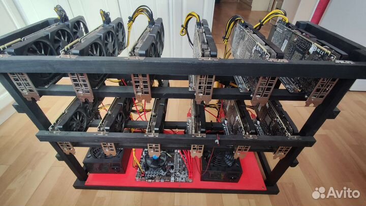 Риг на 12 видеокарт cmp50hx для майнинга бп2x2000w