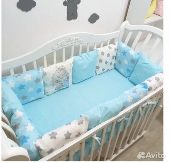 Бортики и балдахин в кроватку мальчика