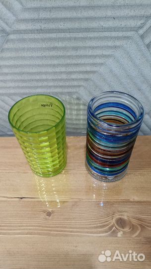 Стаканы пластик и стекло, высота 12 и 13 см новые