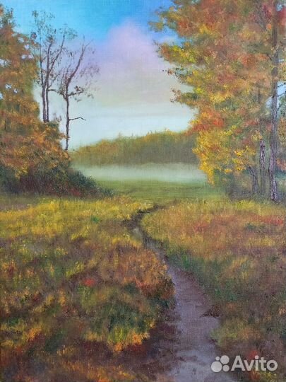 Картина маслом на холсте пейзаж осень