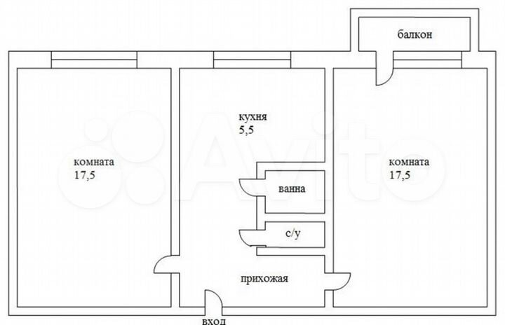 2-к. квартира, 45 м², 5/5 эт.