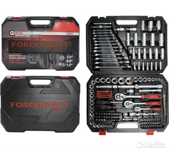 Набор инструментов forcekraft 216пр, 1/4''3/8''1/2