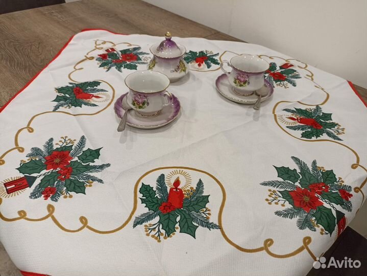 Скатерть чайная, салфетка декоративная новогодняя