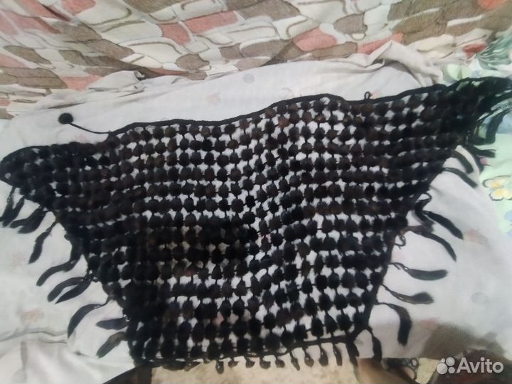 Платок шаль из кусочков норки