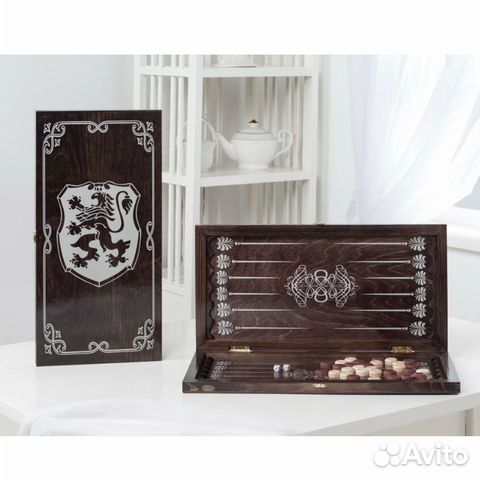 Нарды средние венге рисунок серебро Герб
