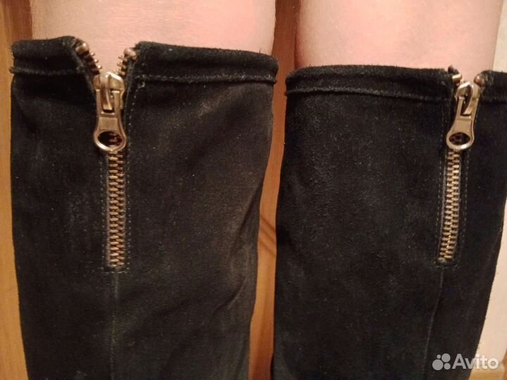 Зимние сапоги из натуральной замши.Высокие