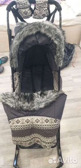 Детские санки коляска с колесами