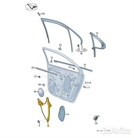 Стеклоподъемник задний правый Volkswagen Polo CK