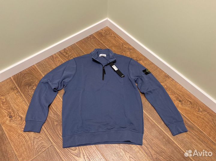 Кофта Stone Island 1/4 zip синяя M-L