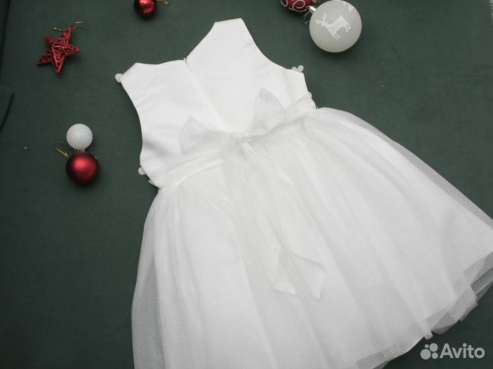 Платье для девочки нарядное новогоднее 92 белое