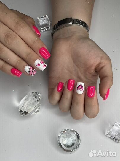 Маникюр гель лак наращивание