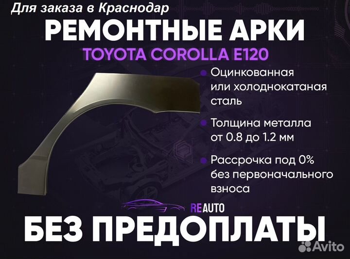 Ремонтные арки на Toyota corolla 120 хэтчбек