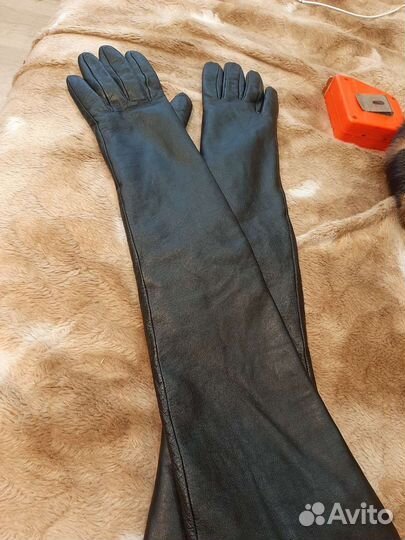 Длинные кожаные перчатки размер S